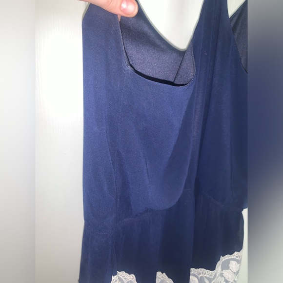 Charming Charlie Navy and White Floral Lace Long Maxi Dress - Picture 4 of 14